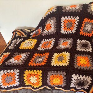 Hand crocheted fall blanket